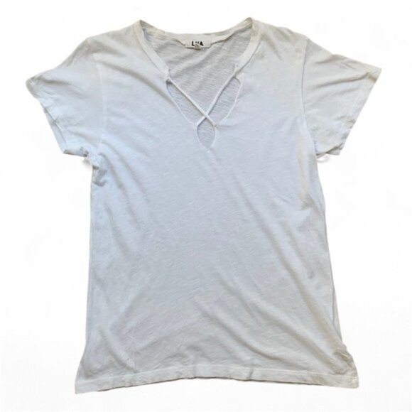 Revolve LNA T-Shirt Short Sleeve Tee Cross Strap Burnout Cotton White Size XS - Picture 2 of 10